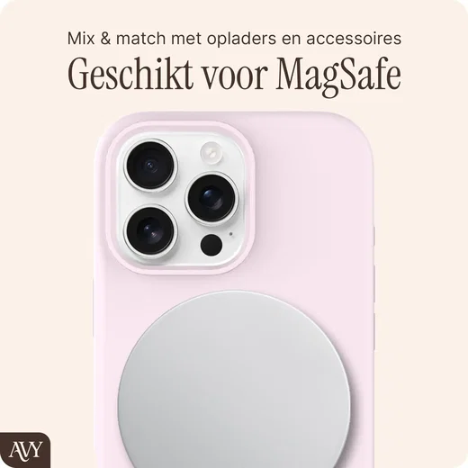 AVY Apple iPhone 16 Pro Hoesje Liquid Silicone met MagSafe Roze afbeelding 8
