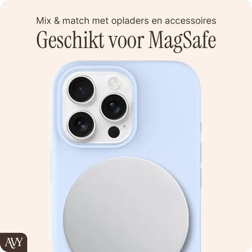AVY Apple iPhone 16 Pro Hoesje Liquid Silicone met MagSafe Blauw afbeelding 8
