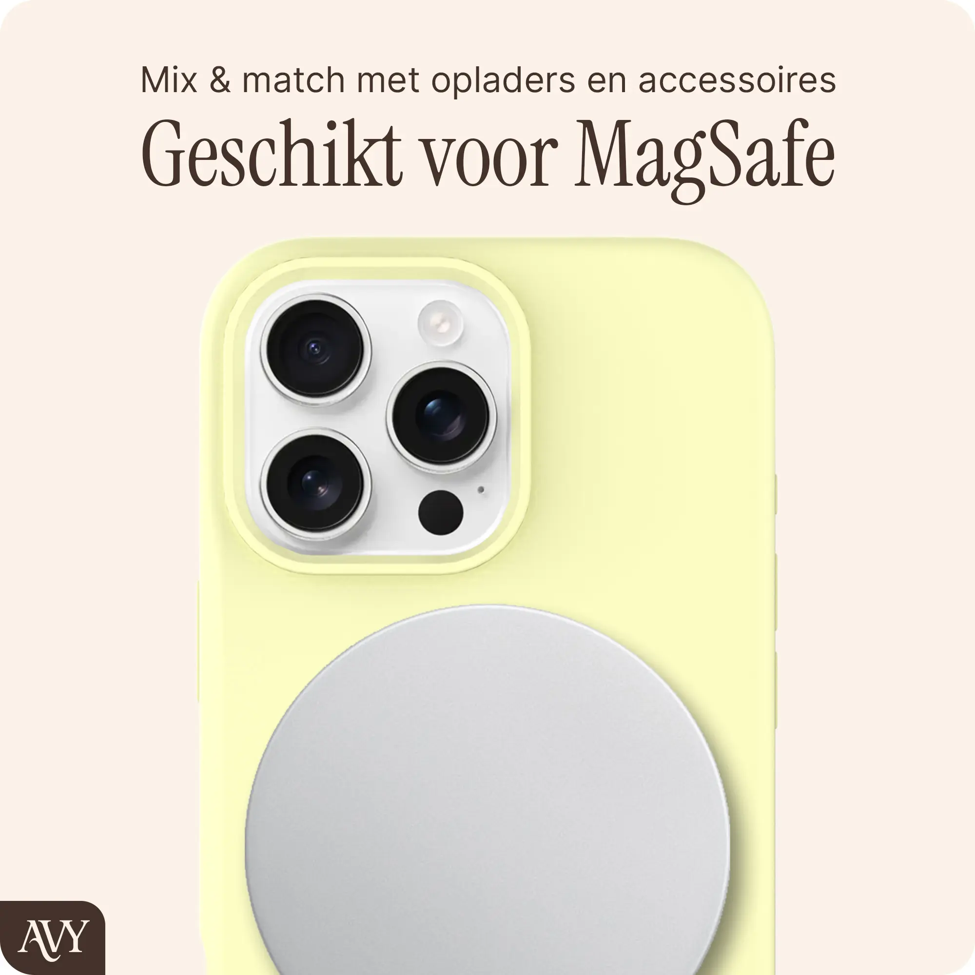 AVY Apple iPhone 16 Pro Hoesje Liquid Silicone met MagSafe Butter Yellow afbeelding 7