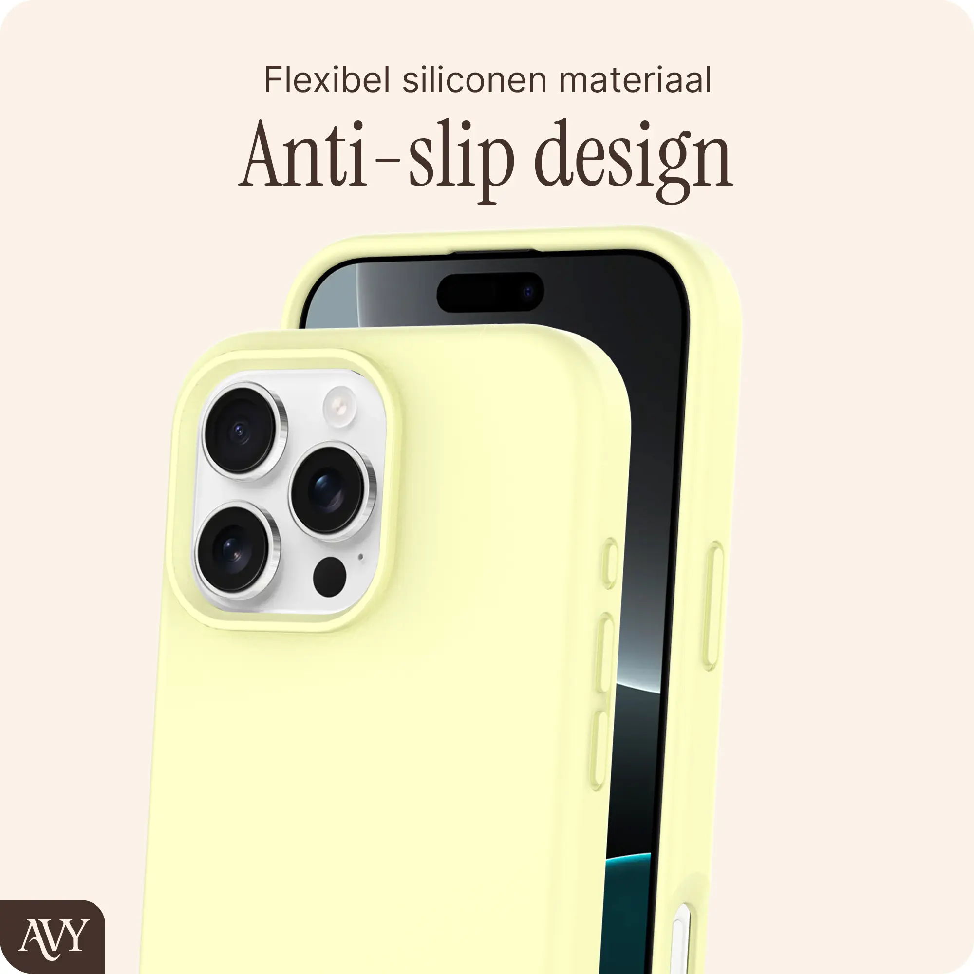 AVY Apple iPhone 16 Pro Hoesje Liquid Silicone met MagSafe Butter Yellow afbeelding 9