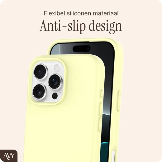 AVY Apple iPhone 16 Pro Hoesje Liquid Silicone met MagSafe Butter Yellow afbeelding 9