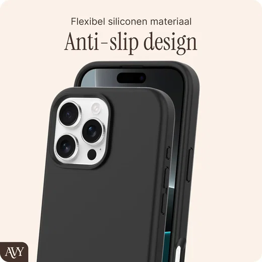 AVY Apple iPhone 16 Pro Max Hoesje Liquid Silicone met MagSafe Zwart afbeelding 7