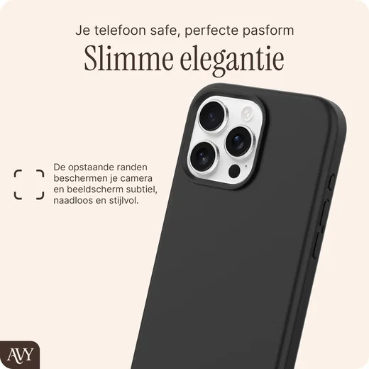 AVY Apple iPhone 16 Pro Max Hoesje Liquid Silicone met MagSafe Zwart afbeelding 9