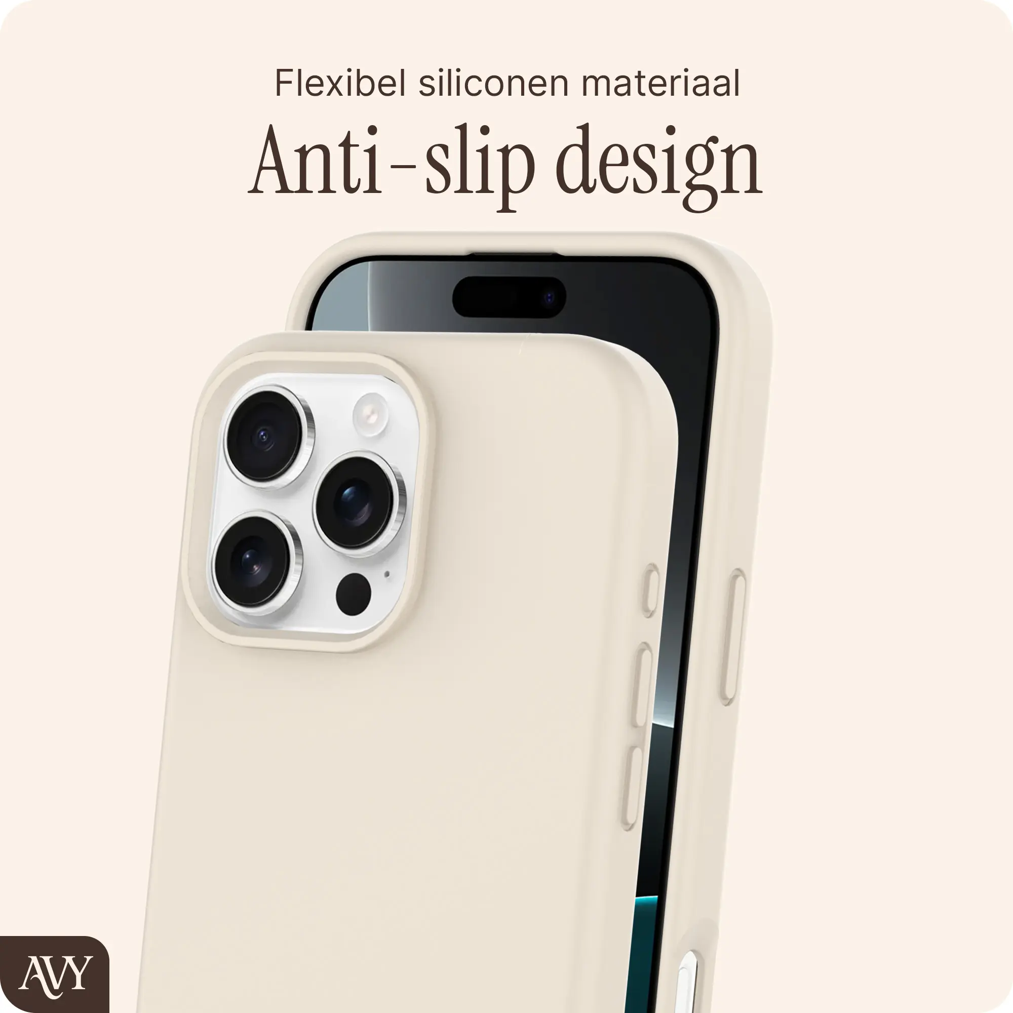 AVY Apple iPhone 16 Pro Max Hoesje Liquid Silicone met MagSafe Beige afbeelding 7
