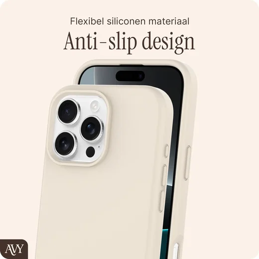 AVY Apple iPhone 16 Pro Max Hoesje Liquid Silicone met MagSafe Beige afbeelding 7