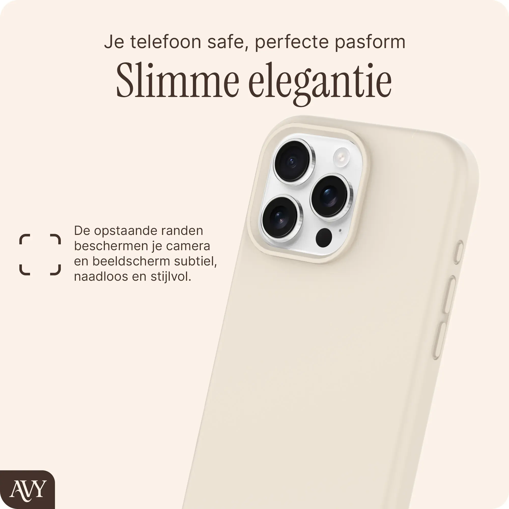 AVY Apple iPhone 16 Pro Max Hoesje Liquid Silicone met MagSafe Beige afbeelding 9