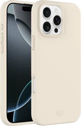AVY Apple iPhone 16 Pro Max Hoesje Liquid Silicone met MagSafe Beige afbeelding