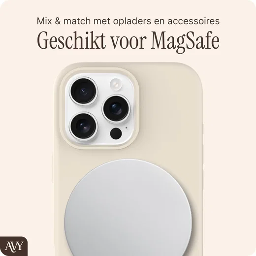 AVY Apple iPhone 16 Pro Max Hoesje Liquid Silicone met MagSafe Beige afbeelding 8