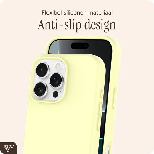 AVY Apple iPhone 16 Pro Max Hoesje Liquid Silicone met MagSafe Butter Yellow afbeelding 6