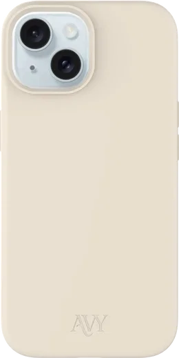 AVY Apple iPhone 15 Hoesje Liquid Silicone met MagSafe Beige afbeelding 1