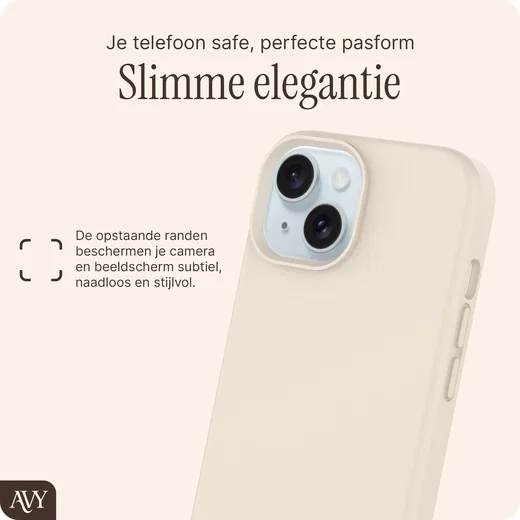 AVY Apple iPhone 15 Hoesje Liquid Silicone met MagSafe Beige afbeelding 9