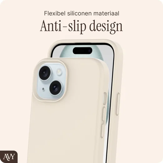 AVY Apple iPhone 15 Hoesje Liquid Silicone met MagSafe Beige afbeelding 7