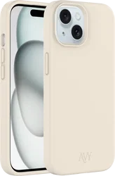 AVY Apple iPhone 15 Hoesje Liquid Silicone met MagSafe Beige afbeelding