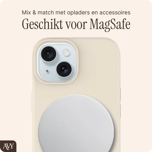 AVY Apple iPhone 15 Hoesje Liquid Silicone met MagSafe Beige afbeelding 8