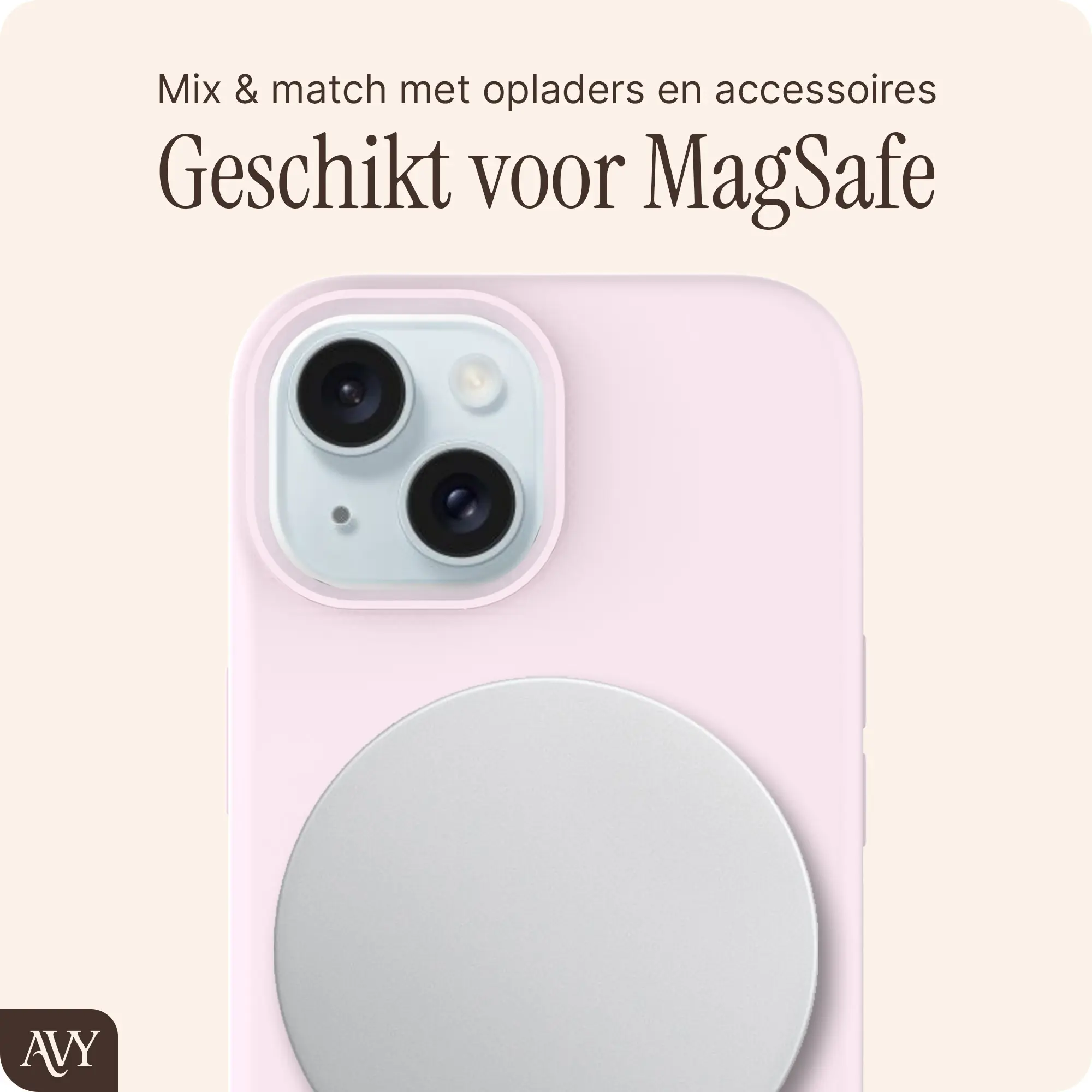 AVY Apple iPhone 15 Hoesje Liquid Silicone met MagSafe Roze afbeelding 8