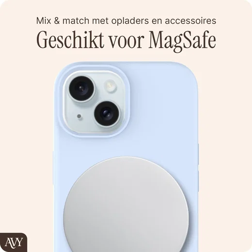 AVY Apple iPhone 15 Hoesje Liquid Silicone met MagSafe Blauw afbeelding 8