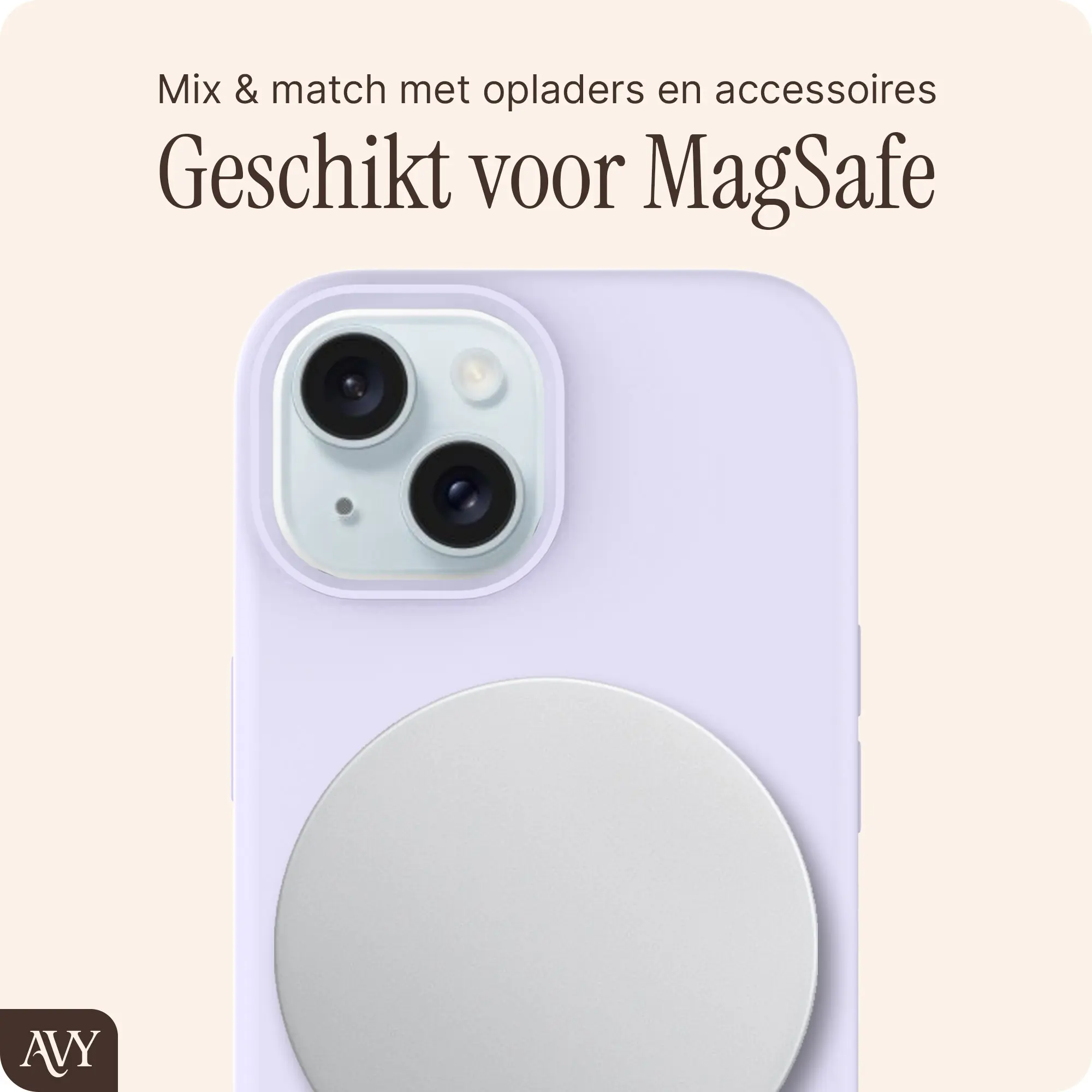 AVY Apple iPhone 15 Hoesje Liquid Silicone met MagSafe Paars afbeelding 8