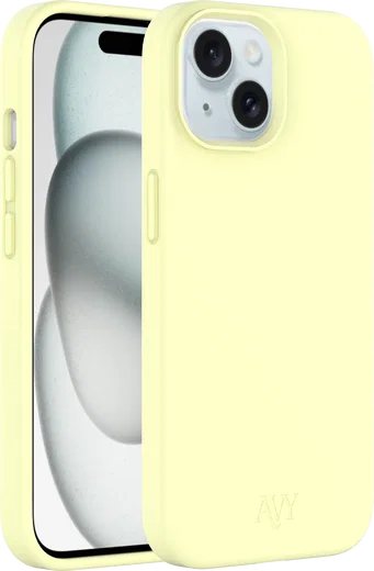 AVY Apple iPhone 15 Hoesje Liquid Silicone met MagSafe Butter Yellow afbeelding 11