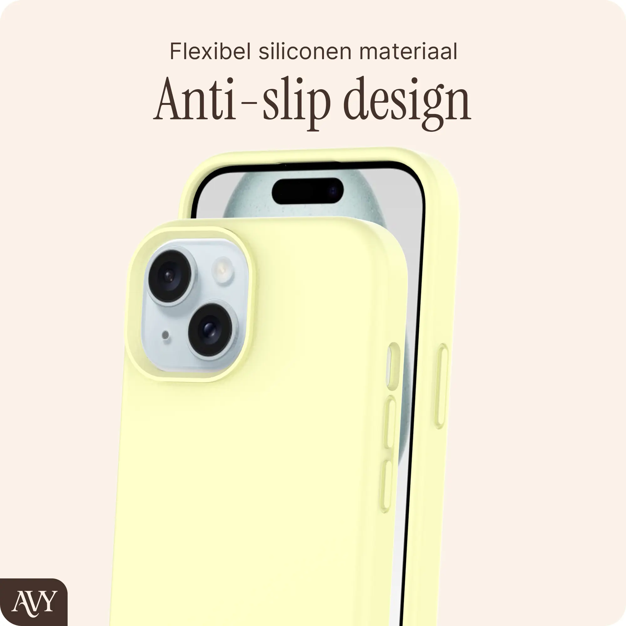 AVY Apple iPhone 15 Hoesje Liquid Silicone met MagSafe Butter Yellow afbeelding 7