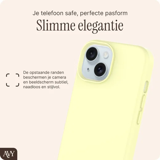 AVY Apple iPhone 15 Hoesje Liquid Silicone met MagSafe Butter Yellow afbeelding 9