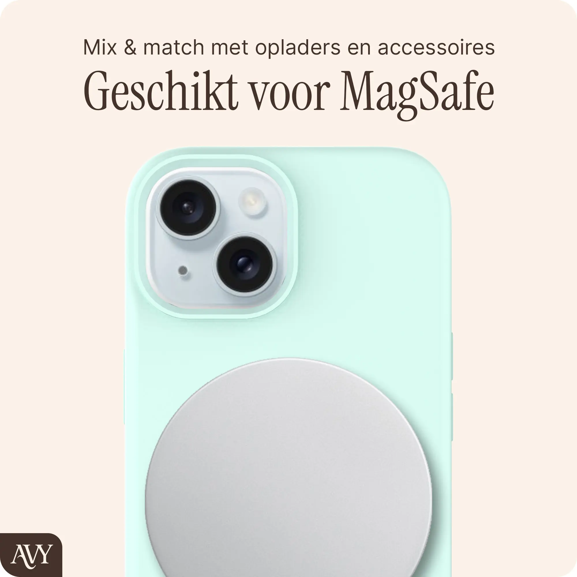 AVY Apple iPhone 15 Hoesje Liquid Silicone met MagSafe Matcha afbeelding 8