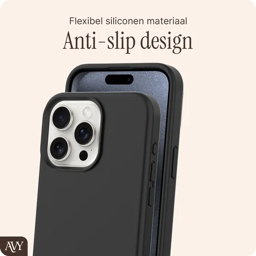 AVY Apple iPhone 15 Pro Hoesje Liquid Silicone met MagSafe Zwart afbeelding 7