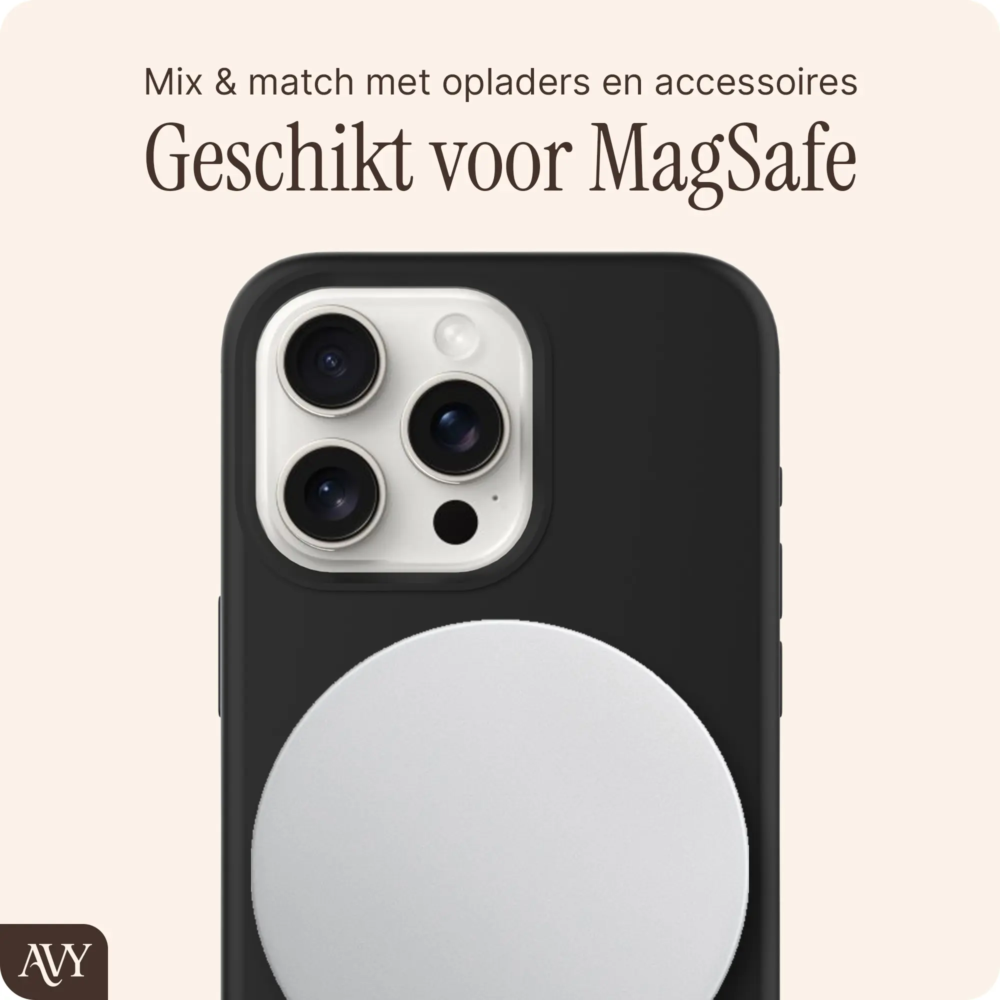 AVY Apple iPhone 15 Pro Hoesje Liquid Silicone met MagSafe Zwart afbeelding 8