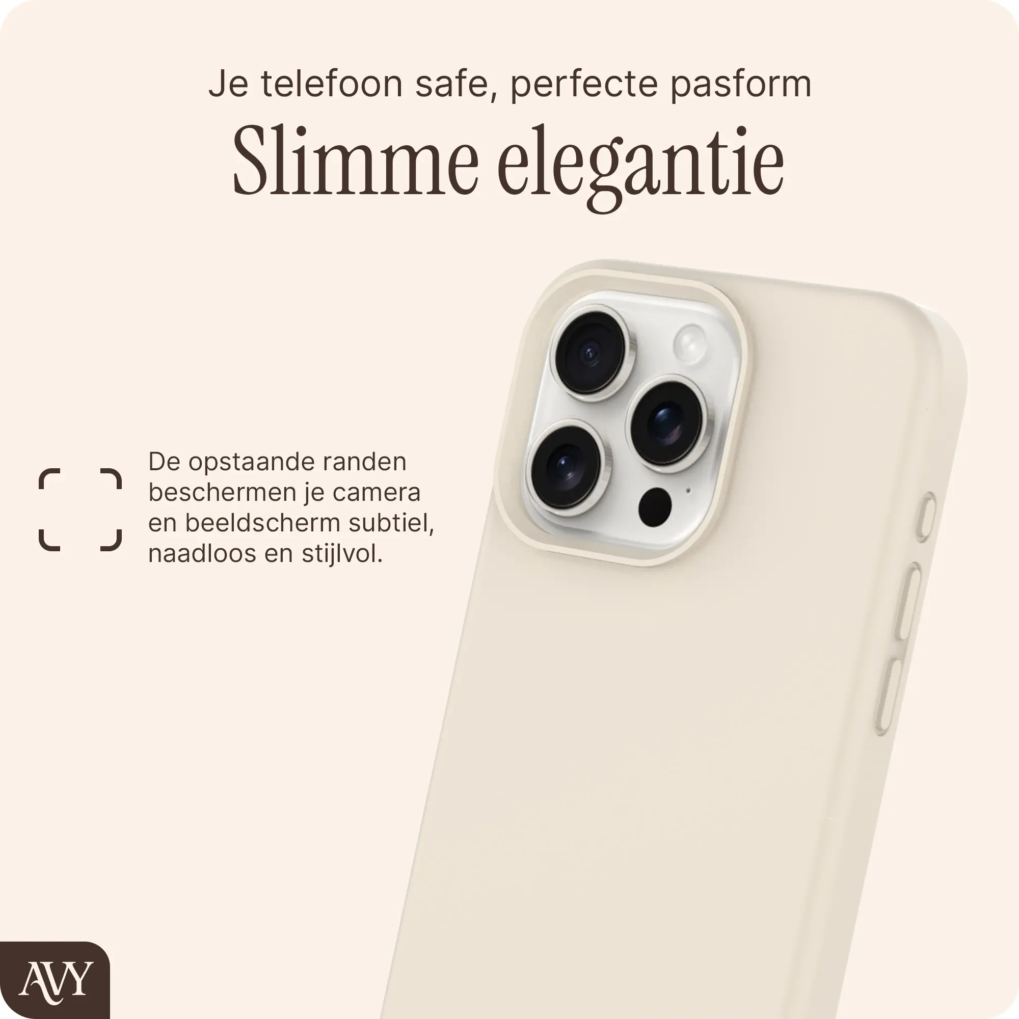 AVY Apple iPhone 15 Pro Hoesje Liquid Silicone met MagSafe Beige afbeelding 9