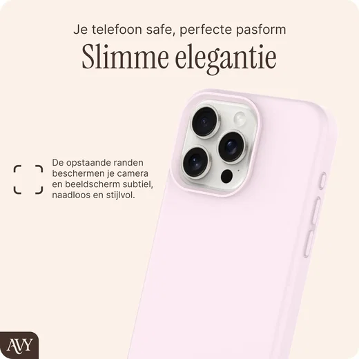 AVY Apple iPhone 15 Pro Hoesje Liquid Silicone met MagSafe Roze afbeelding 9