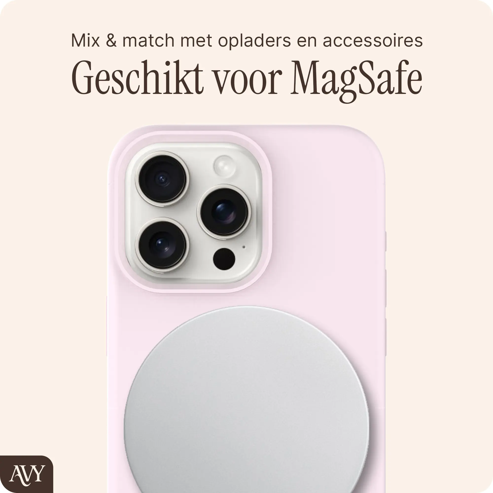 AVY Apple iPhone 15 Pro Hoesje Liquid Silicone met MagSafe Roze afbeelding 8