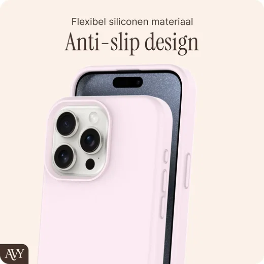 AVY Apple iPhone 15 Pro Hoesje Liquid Silicone met MagSafe Roze afbeelding 7