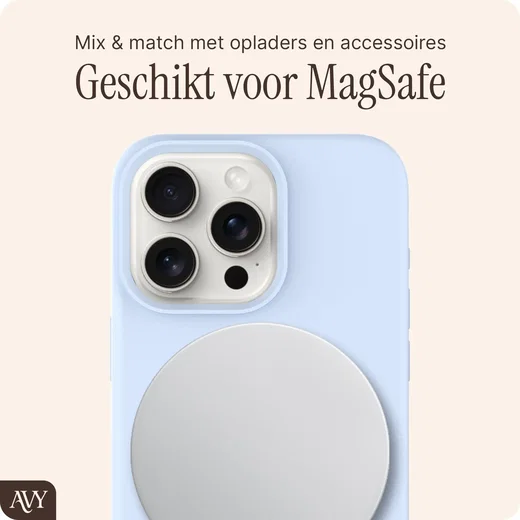 AVY Apple iPhone 15 Pro Hoesje Liquid Silicone met MagSafe Blauw afbeelding 8