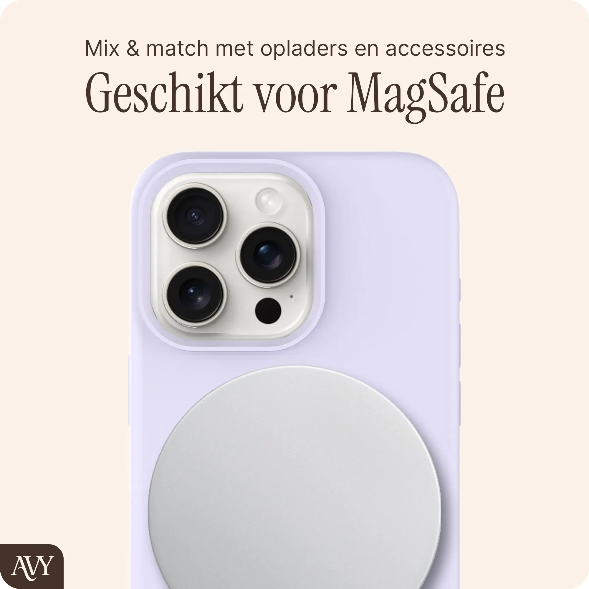 AVY Apple iPhone 15 Pro Hoesje Liquid Silicone met MagSafe Paars afbeelding 8