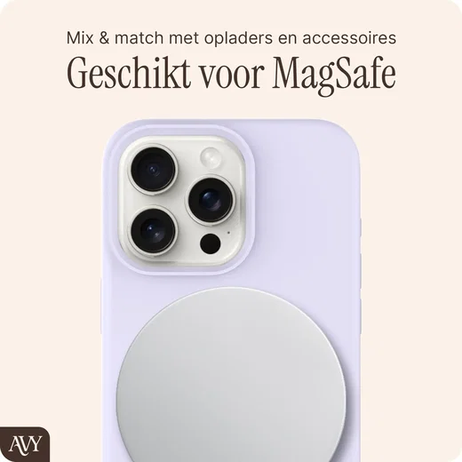 AVY Apple iPhone 15 Pro Hoesje Liquid Silicone met MagSafe Paars afbeelding 8