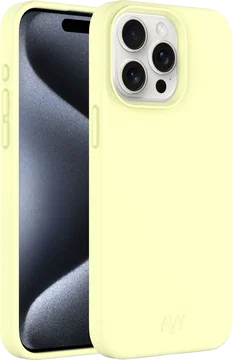 AVY Apple iPhone 15 Pro Hoesje Liquid Silicone met MagSafe Butter Yellow