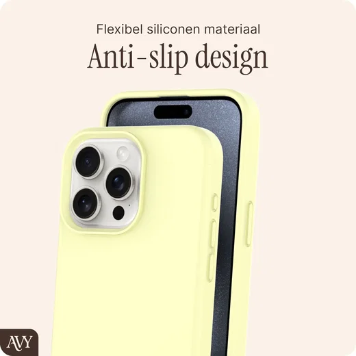 AVY Apple iPhone 15 Pro Hoesje Liquid Silicone met MagSafe Butter Yellow afbeelding 7