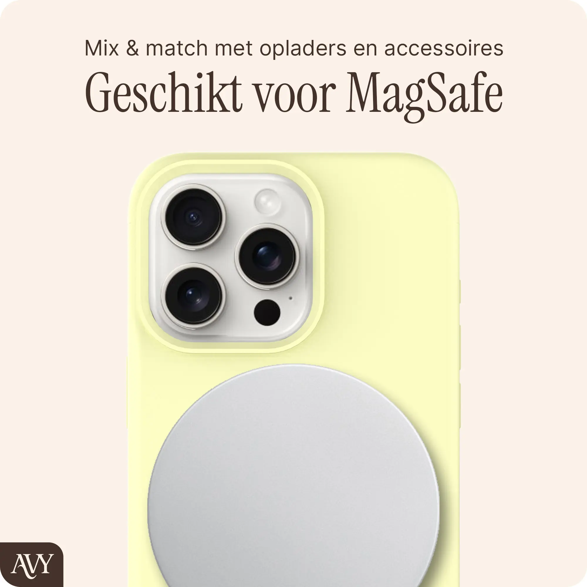 AVY Apple iPhone 15 Pro Hoesje Liquid Silicone met MagSafe Butter Yellow afbeelding 8