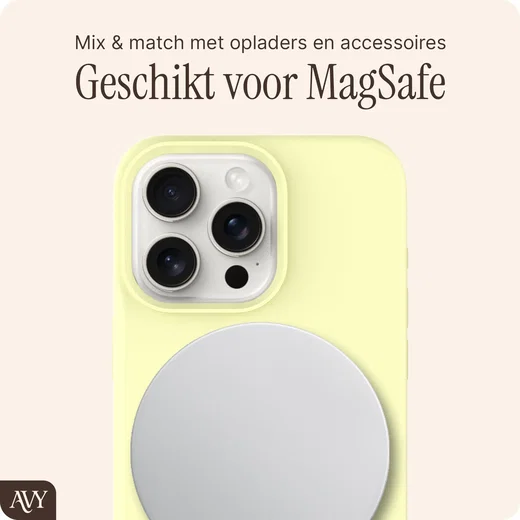 AVY Apple iPhone 15 Pro Hoesje Liquid Silicone met MagSafe Butter Yellow afbeelding 8