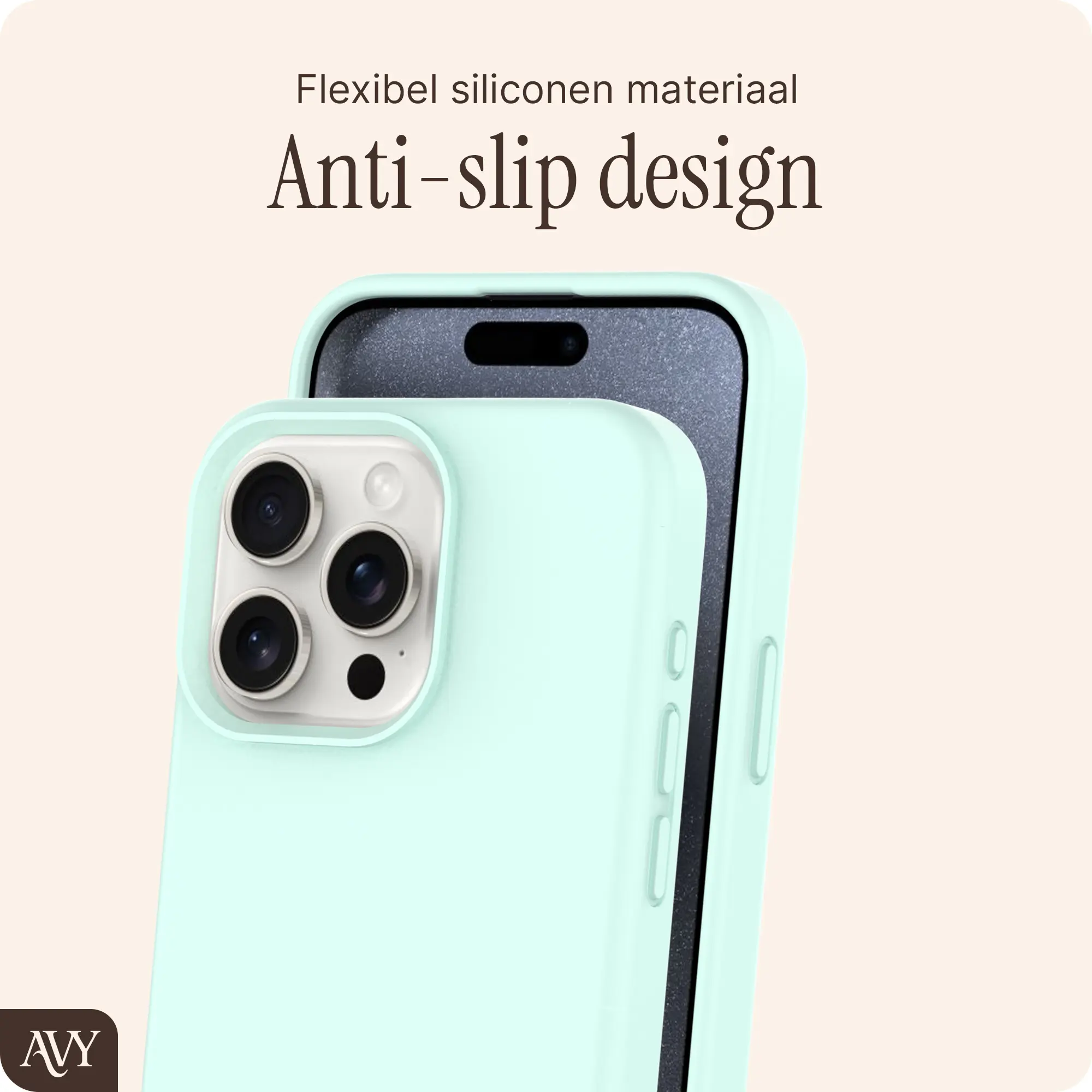 AVY Apple iPhone 15 Pro Hoesje Liquid Silicone met MagSafe Matcha afbeelding 7