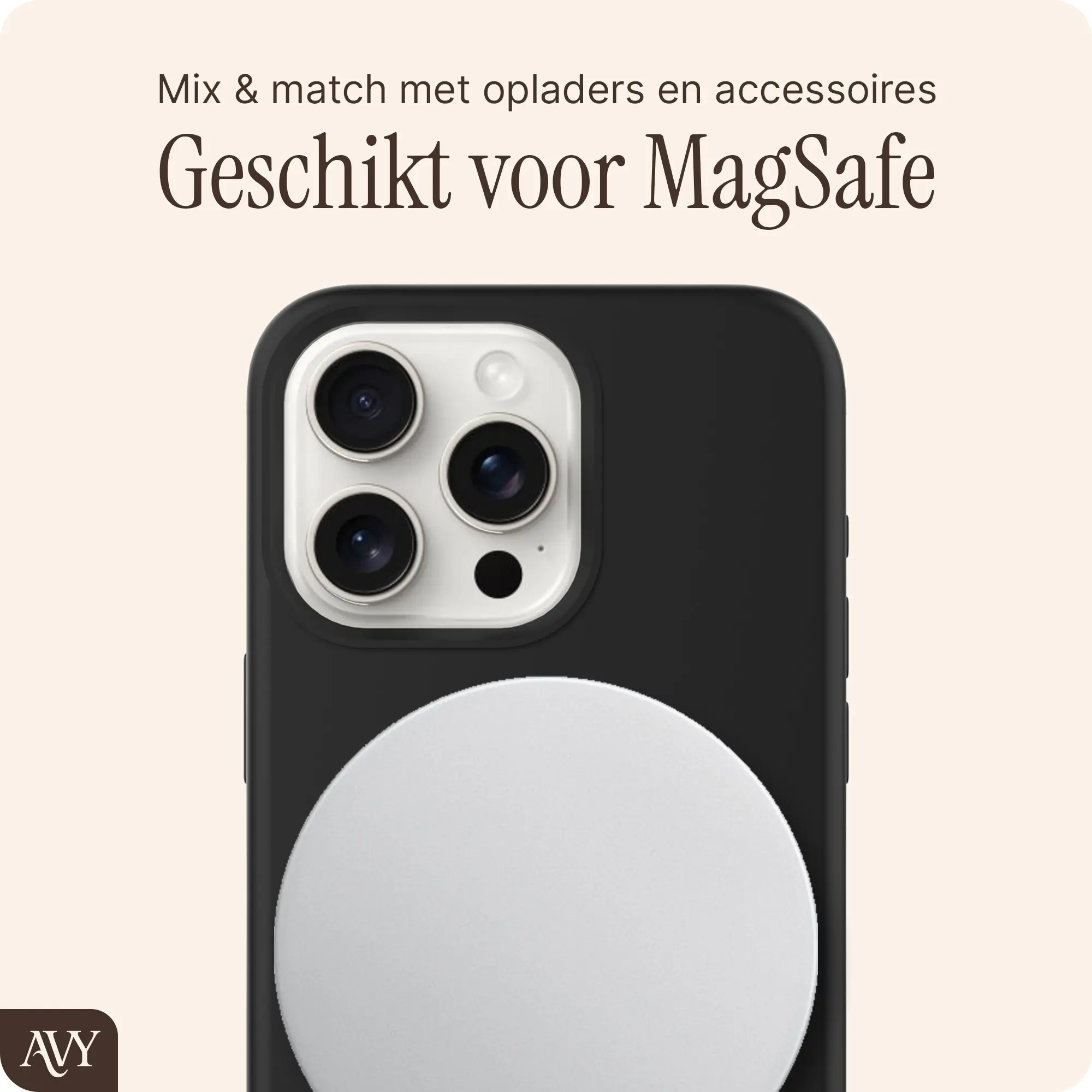 AVY Apple iPhone 15 Pro Max Hoesje Liquid Silicone met MagSafe Zwart afbeelding 8