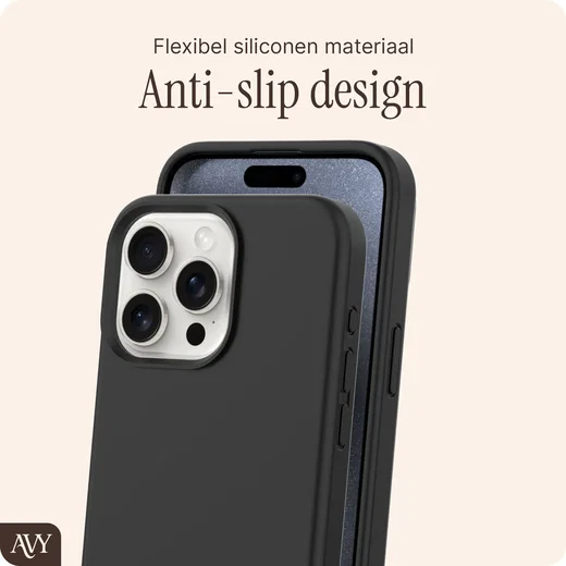 AVY Apple iPhone 15 Pro Max Hoesje Liquid Silicone met MagSafe Zwart afbeelding 7