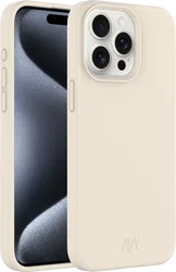 AVY Apple iPhone 15 Pro Max Hoesje Liquid Silicone met MagSafe Beige afbeelding