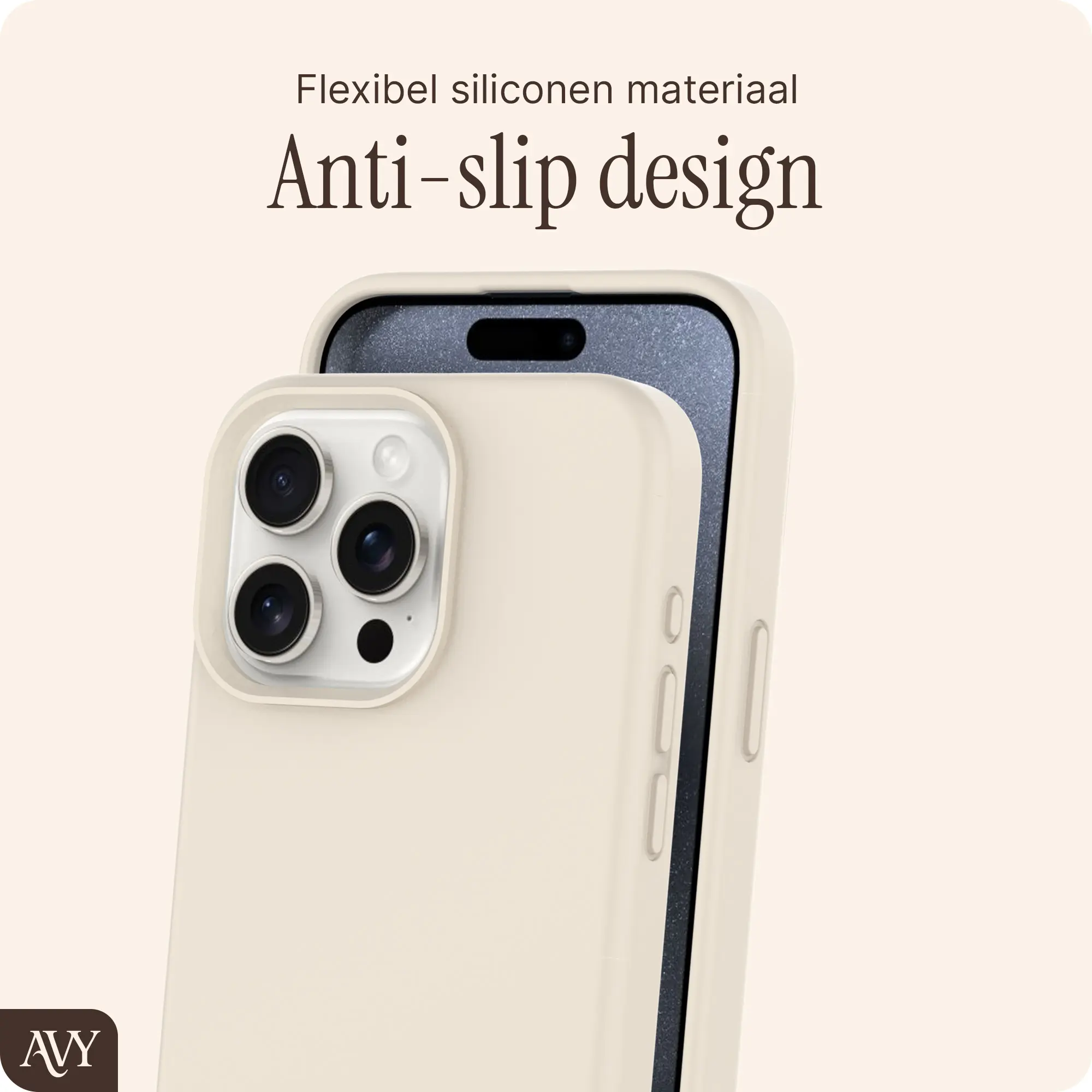 AVY Apple iPhone 15 Pro Max Hoesje Liquid Silicone met MagSafe Biege afbeelding 7