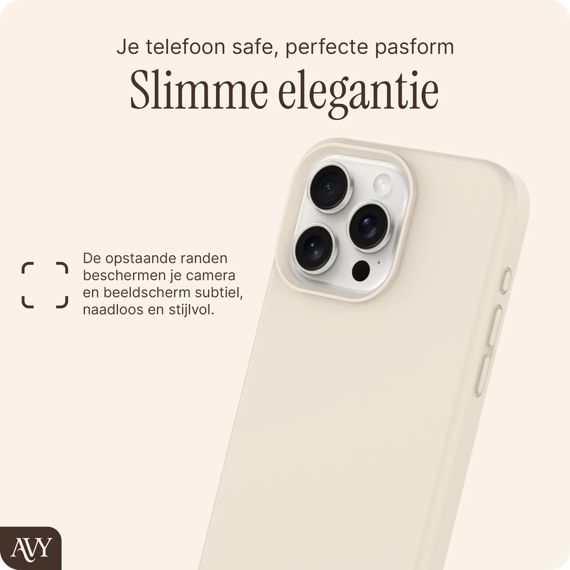AVY Apple iPhone 15 Pro Max Hoesje Liquid Silicone met MagSafe Biege afbeelding 9