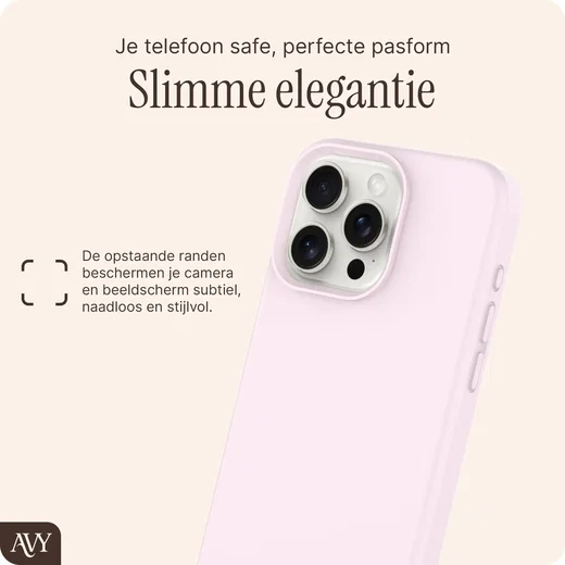 AVY Apple iPhone 15 Pro Max Hoesje Liquid Silicone met MagSafe Roze afbeelding 9