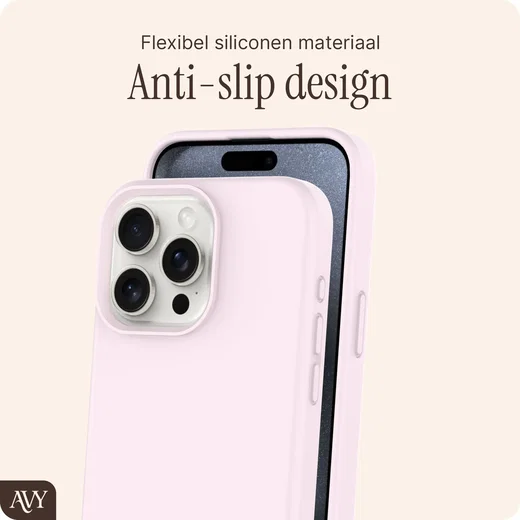 AVY Apple iPhone 15 Pro Max Hoesje Liquid Silicone met MagSafe Roze afbeelding 7