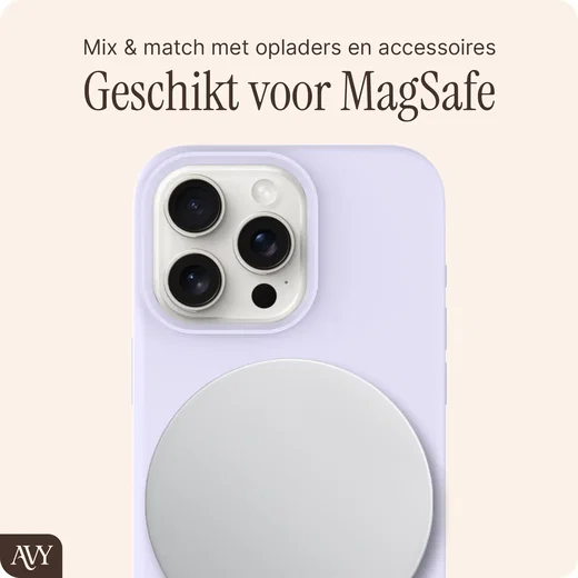 AVY Apple iPhone 15 Pro Max Hoesje Liquid Silicone met MagSafe Paars afbeelding 8