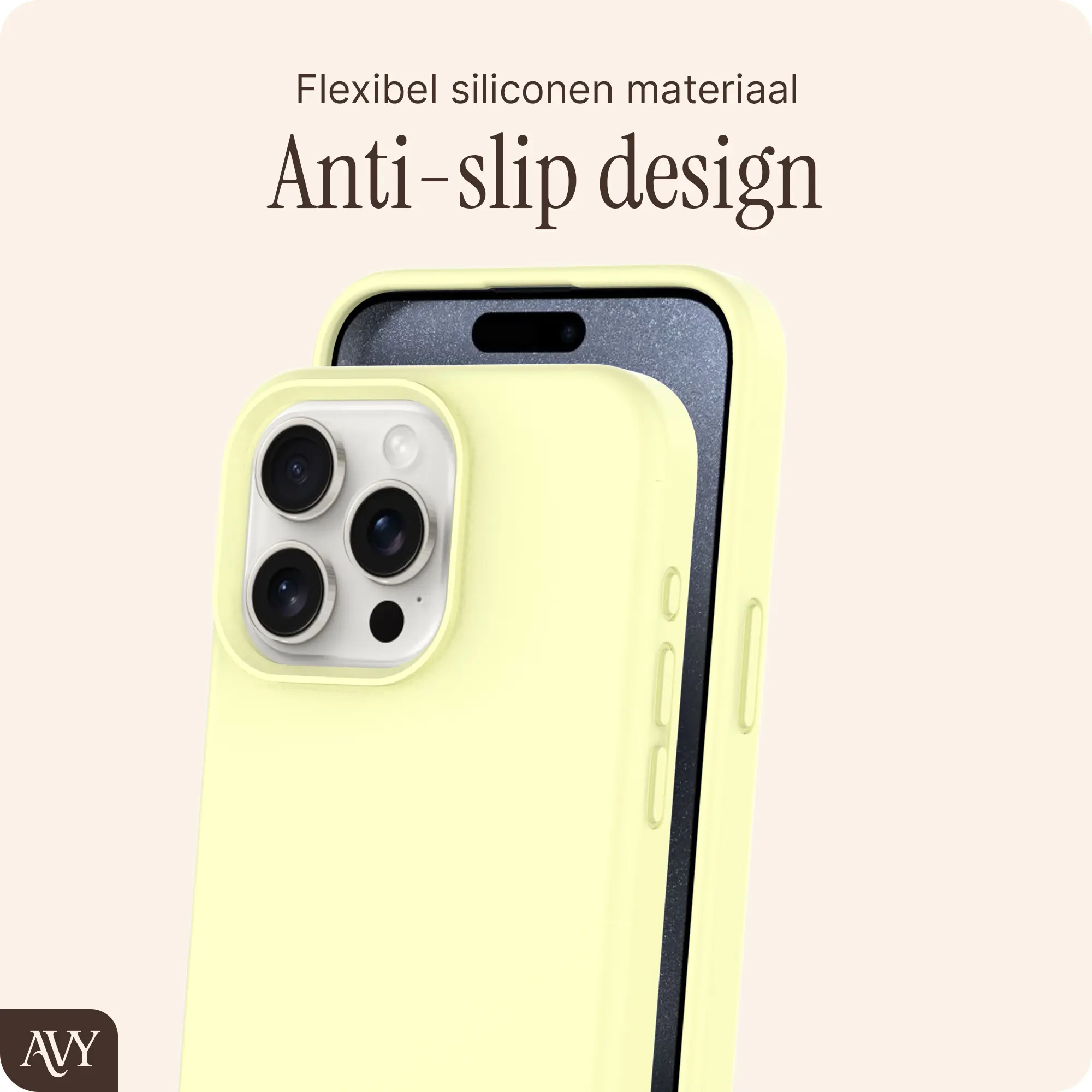 AVY Apple iPhone 15 Pro Max Hoesje Liquid Silicone met MagSafe Butter Yellow afbeelding 7