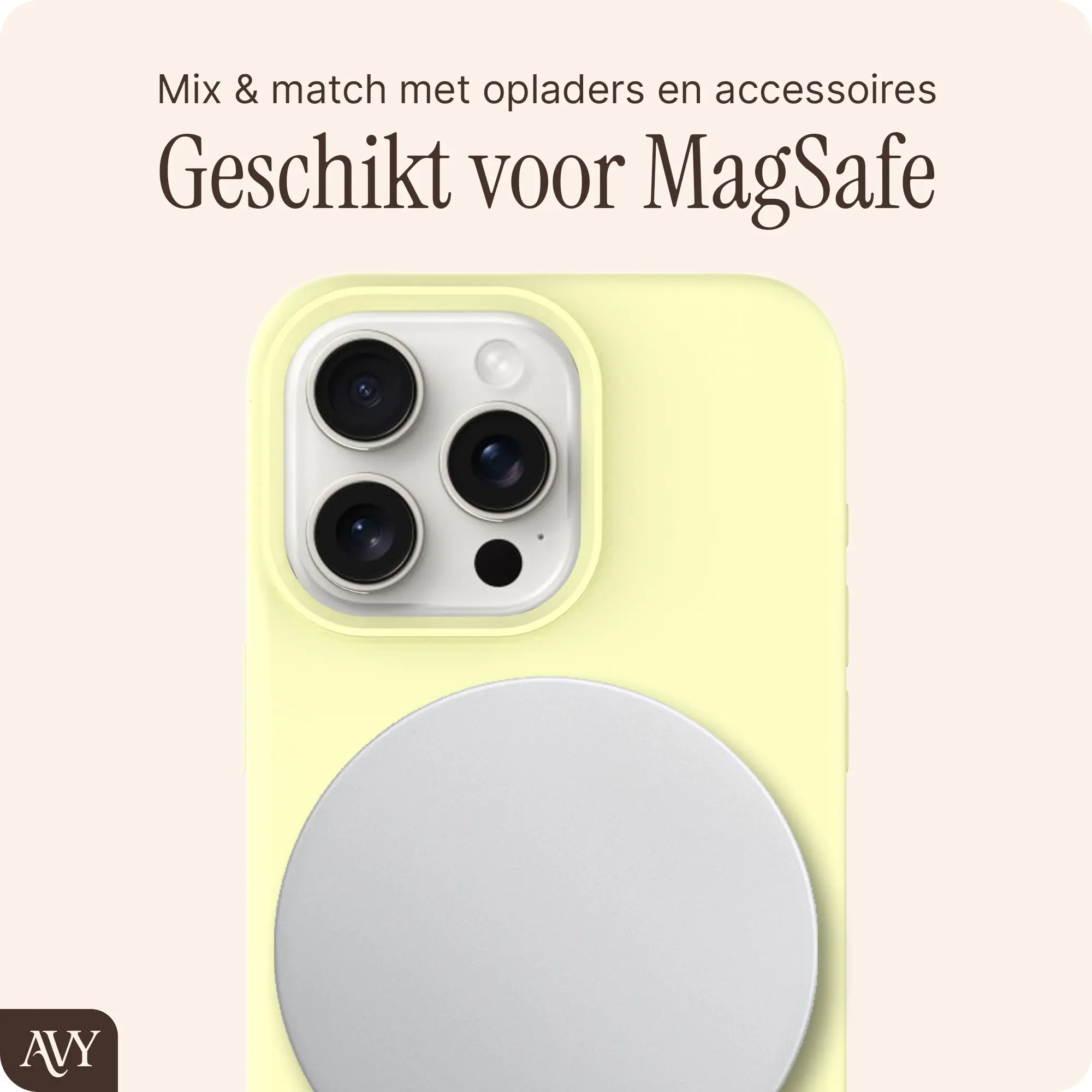 AVY Apple iPhone 15 Pro Max Hoesje Liquid Silicone met MagSafe Butter Yellow afbeelding 8