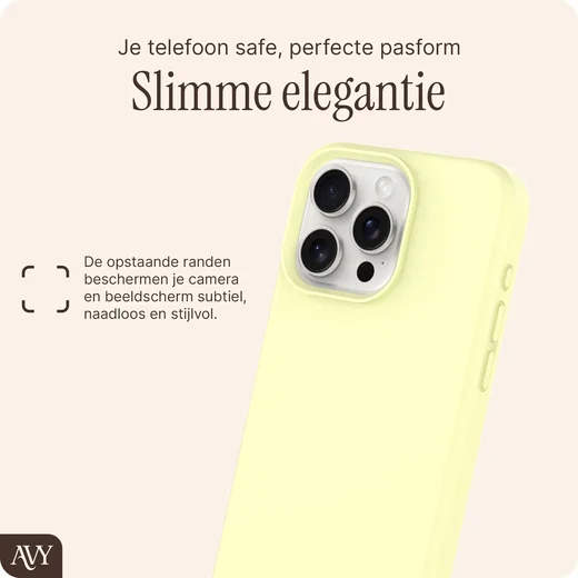 AVY Apple iPhone 15 Pro Max Hoesje Liquid Silicone met MagSafe Butter Yellow afbeelding 9